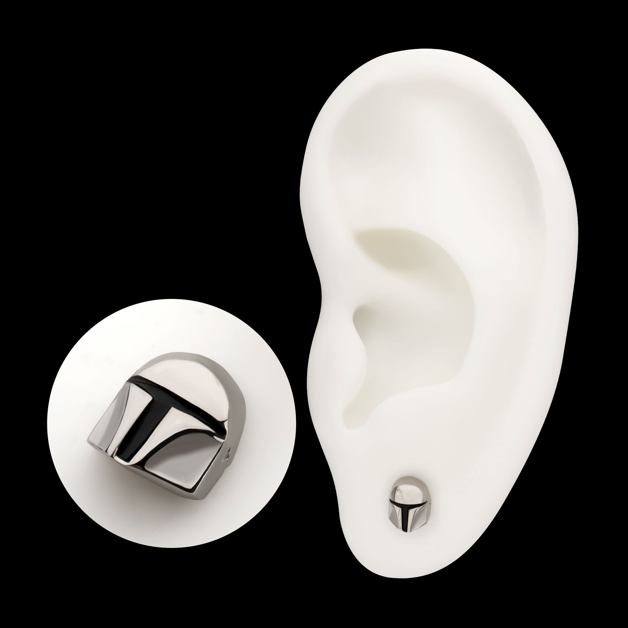 Star Wars 3D The Mandalorian Flatback Threadless Earring / Nosering – Titanium