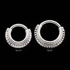 Terraced Triple Stack with Pyramid Stud Front Facing Hinged Segment Clicker Hoop Earring / Nosering – Titanium