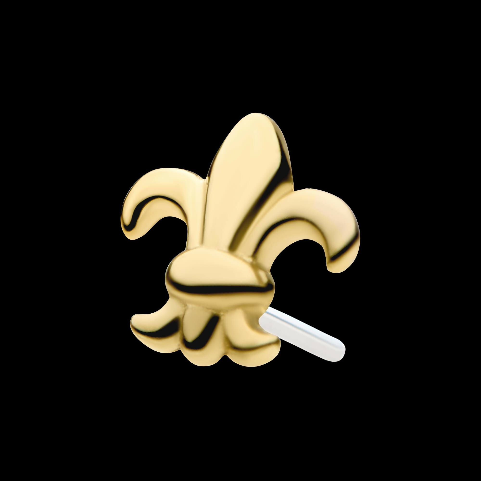 14Kt Gold Threadless with Fleur de Lis Top