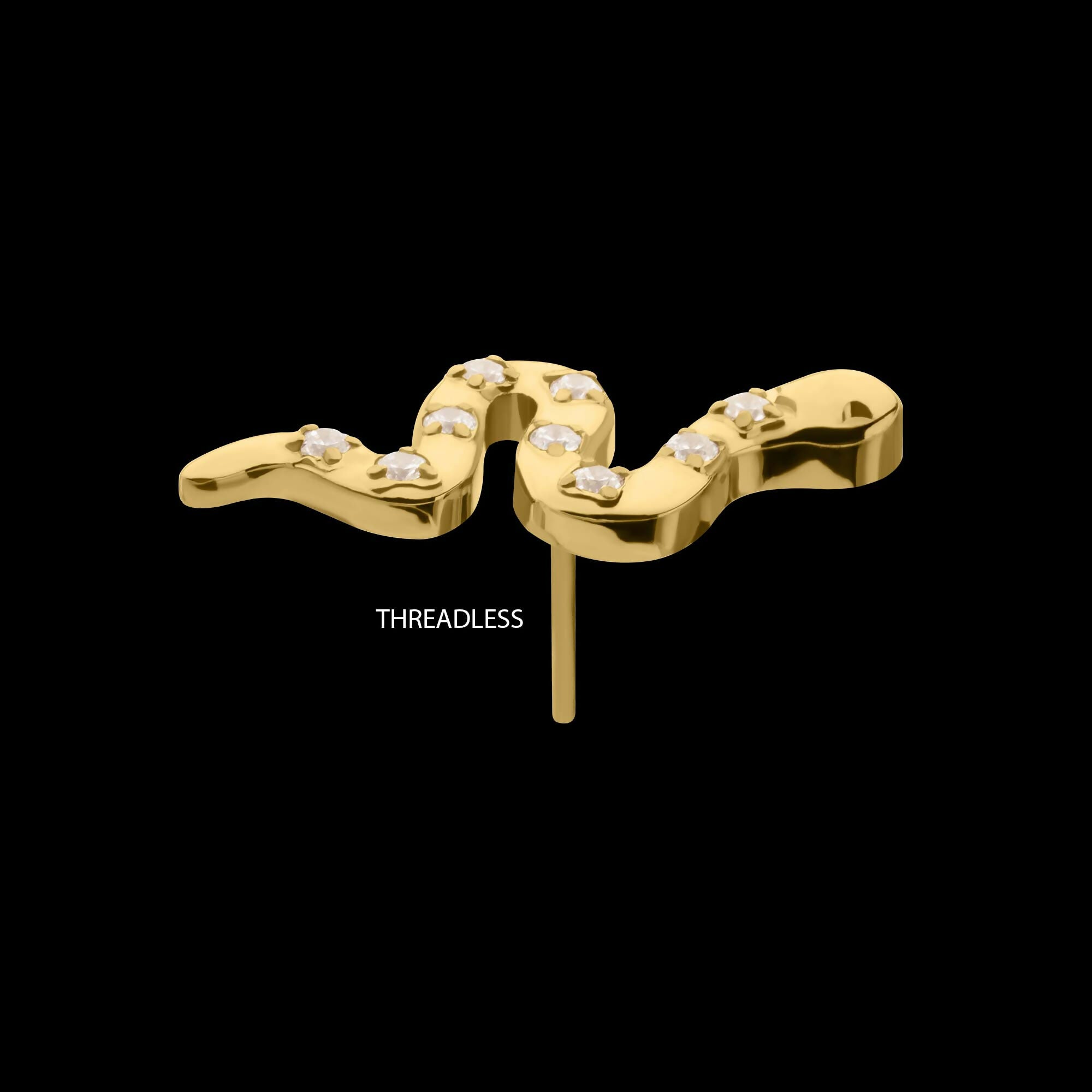 24Kt Gold PVD Titanium Threadless Prong Set 9-Gem Snake Top