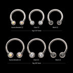 Internally Threaded Forward Facing Bezel Set Round Gem Circular Barbell Earring / Nosering – Titanium