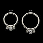 Petite 3 Bezel Set Swarovski Crystal Set On Hinged Segment Clicker Hoop Earring / Nosering – Titanium