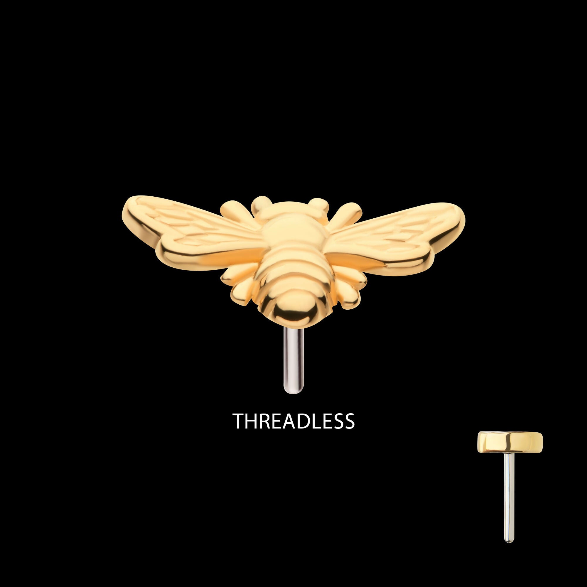 14Kt Yellow Gold Threadless Bee Top