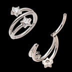 Double Ended Twist Side Facing Hinged Segment Clicker with Star CZ Hoop Earring / Nosering – Titanium