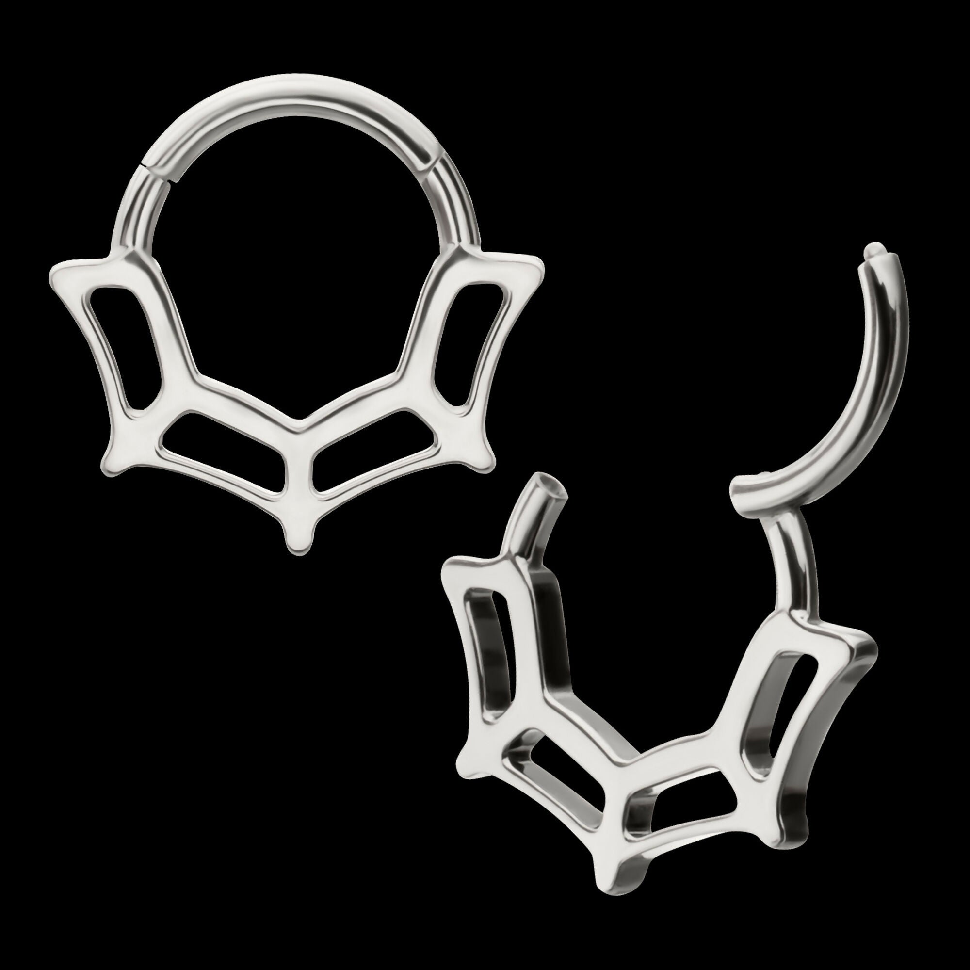 Spiderweb Front Facing Hinged Segment Clicker Hoop Earring / Nosering – Titanium