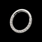 Titanium with Front Full Clear Eternity Gem Hinged Segment Clicker