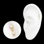 24KT Gold PVD Titanium Threadless Prong Set Double Marquise Gem Dangle Top