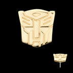 Transformers Autobot Logo Flatback Stud Earring / Nosering - 14Kt Yellow Gold