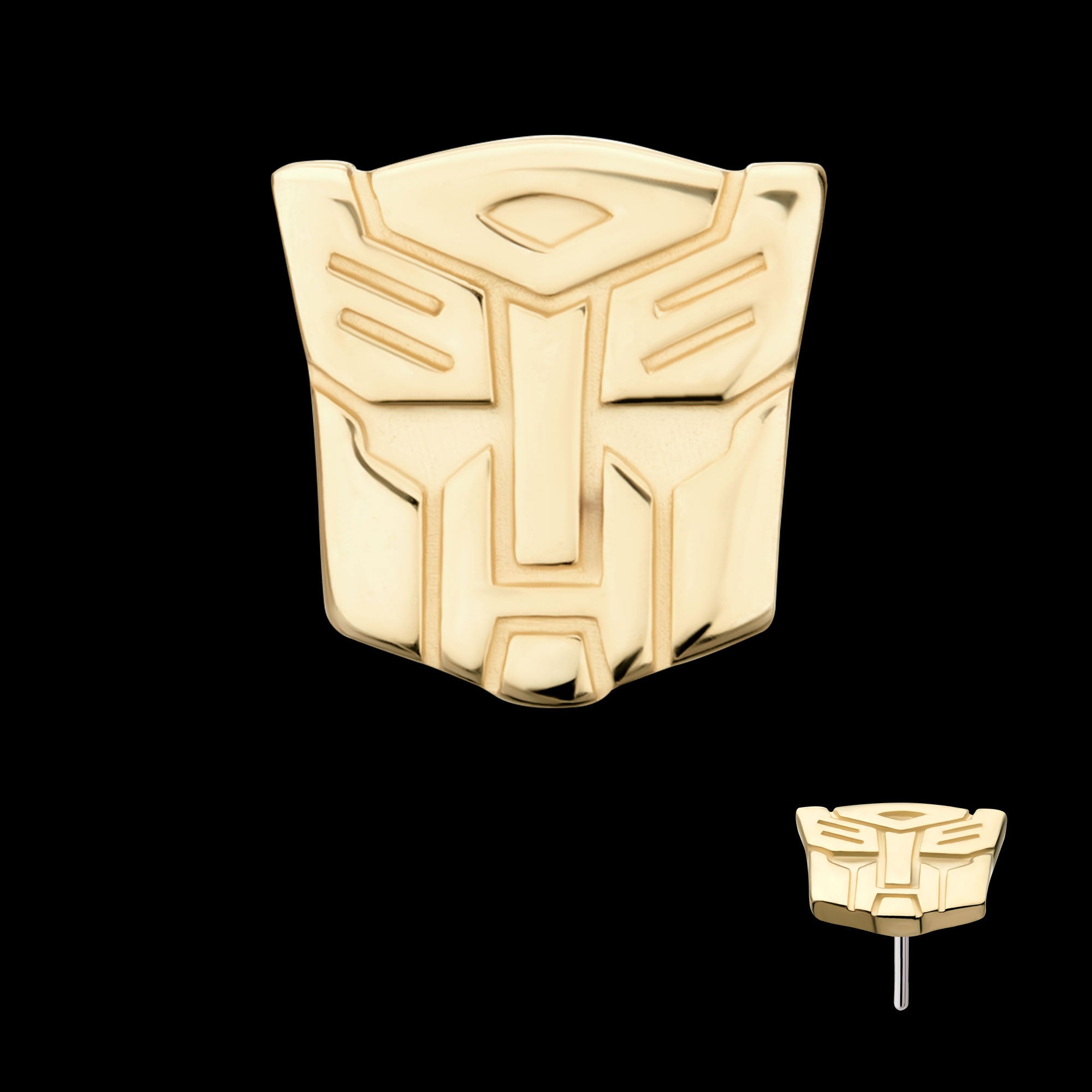Transformers Autobot Logo Flatback Stud Earring / Nosering - 14Kt Yellow Gold