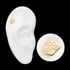 Transformers Autobot Logo Flatback Stud Earring / Nosering - 14Kt Yellow Gold