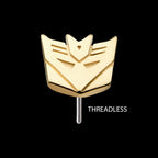 Transformers Decepticon Logo Flatback Stud Earring / Nosering - 14Kt Yellow Gold