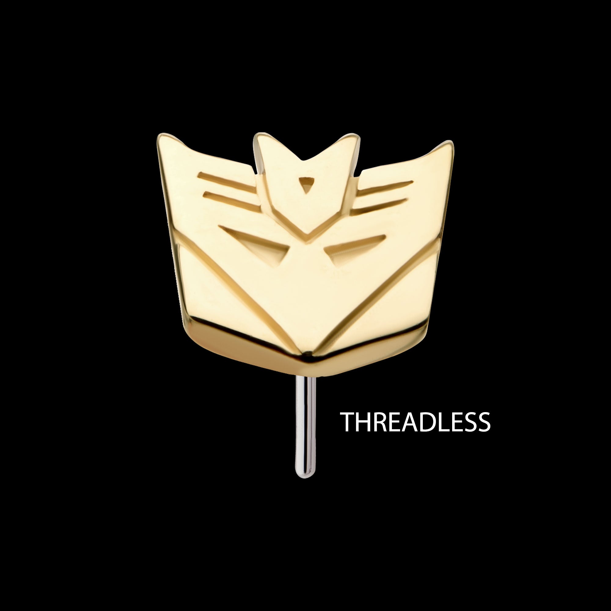 Transformers Decepticon Logo Flatback Stud Earring / Nosering - 14Kt Yellow Gold