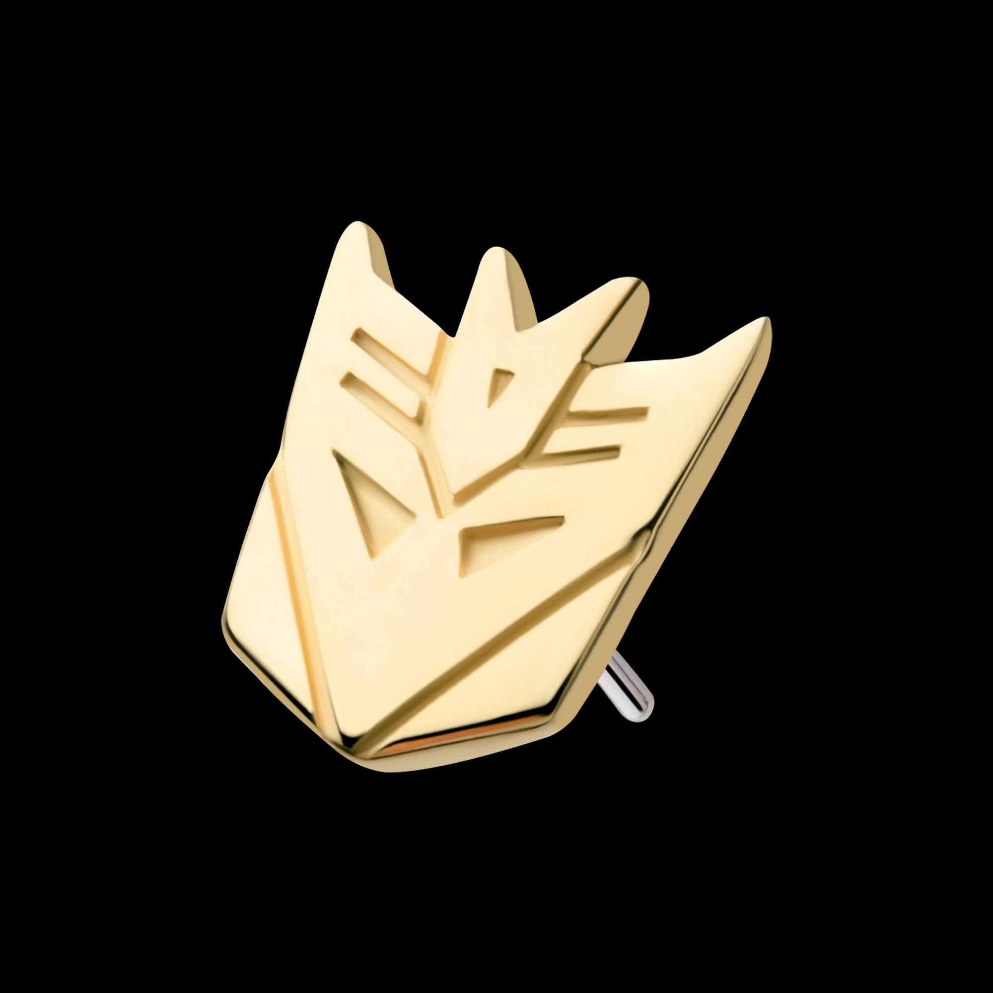 Transformers Decepticon Logo Flatback Stud Earring / Nosering - 14Kt Yellow Gold