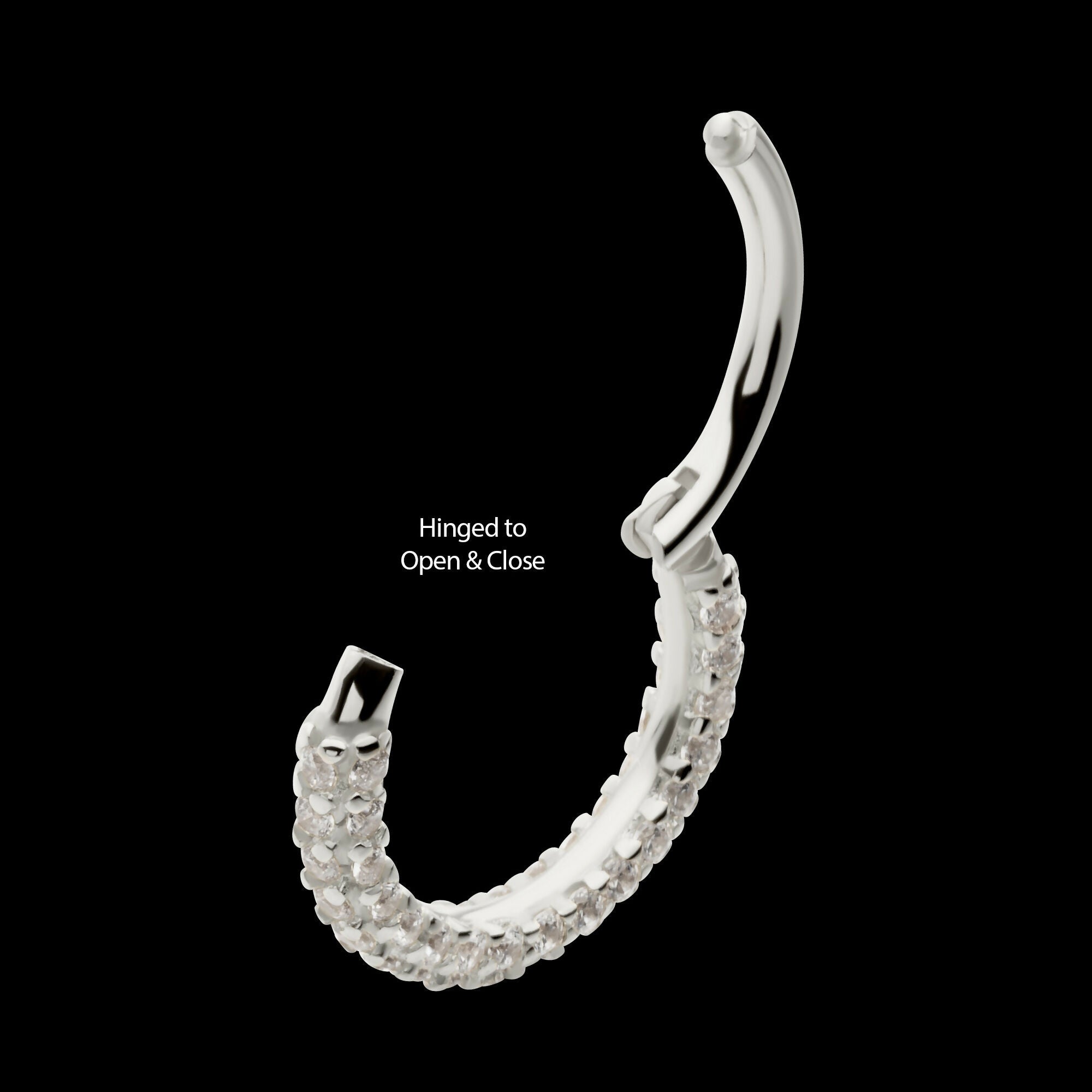 3 Row Prong Set Gem Hinged Segment Clicker Hoop Earring / Nosering – 14Kt Gold