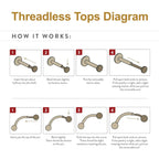 Fixed Bottom Prong-Set Gem Curved Barbell Earring / Nosering – Titanium