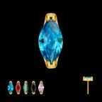 Double V-Prong 3mm Marquise CZ Gem Flatback Stud Earring / Nosering - CZ in 24Kt Gold PVD Titanium