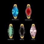 Double V-Prong 3mm Marquise CZ Gem Flatback Stud Earring / Nosering - CZ in 24Kt Gold PVD Titanium