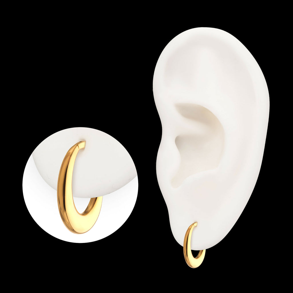 24Kt Gold PVD Titanium Sleek Dome Septum Front Facing Hinged Segment Clicker Hoop Earring / Nosering
