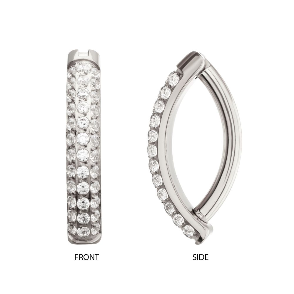 Triple Row Pave Gem Navel Jewelry / Belly Button Ring Clicker – Titanium