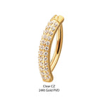 Triple Row Pave Gem Navel Jewelry / Belly Button Ring Clicker – 24Kt Gold PVD Titanium