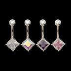 Prism Halo Clear Gem Edge Fixed Bottom Navel Jewelry / Belly Button Ring – Titanium