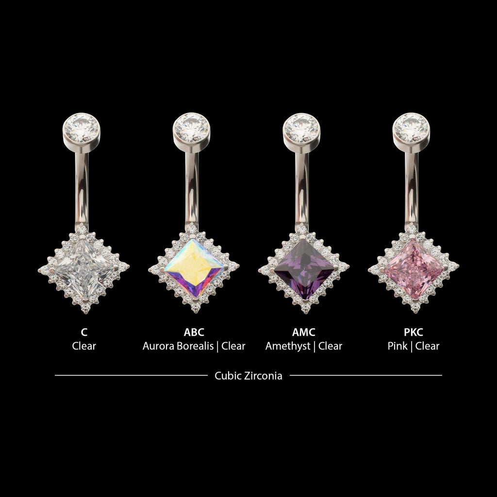 Prism Halo Clear Gem Edge Fixed Bottom Navel Jewelry / Belly Button Ring – Titanium