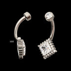 Prism Halo Clear Gem Edge Fixed Bottom Navel Jewelry / Belly Button Ring – Titanium