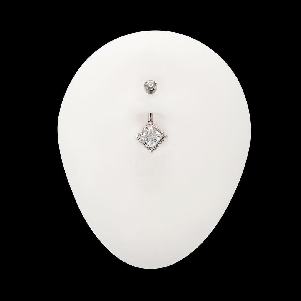 Prism Halo Clear Gem Edge Fixed Bottom Navel Jewelry / Belly Button Ring – Titanium