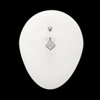 Prism Halo Clear Gem Edge Fixed Bottom Navel Jewelry / Belly Button Ring – Titanium