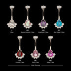 Royal Cluster Teardrop Gem Fixed Bottom Navel Jewelry / Belly Button Ring – Titanium