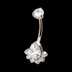 Royal Cluster Teardrop Gem Fixed Bottom Navel Jewelry / Belly Button Ring – Titanium