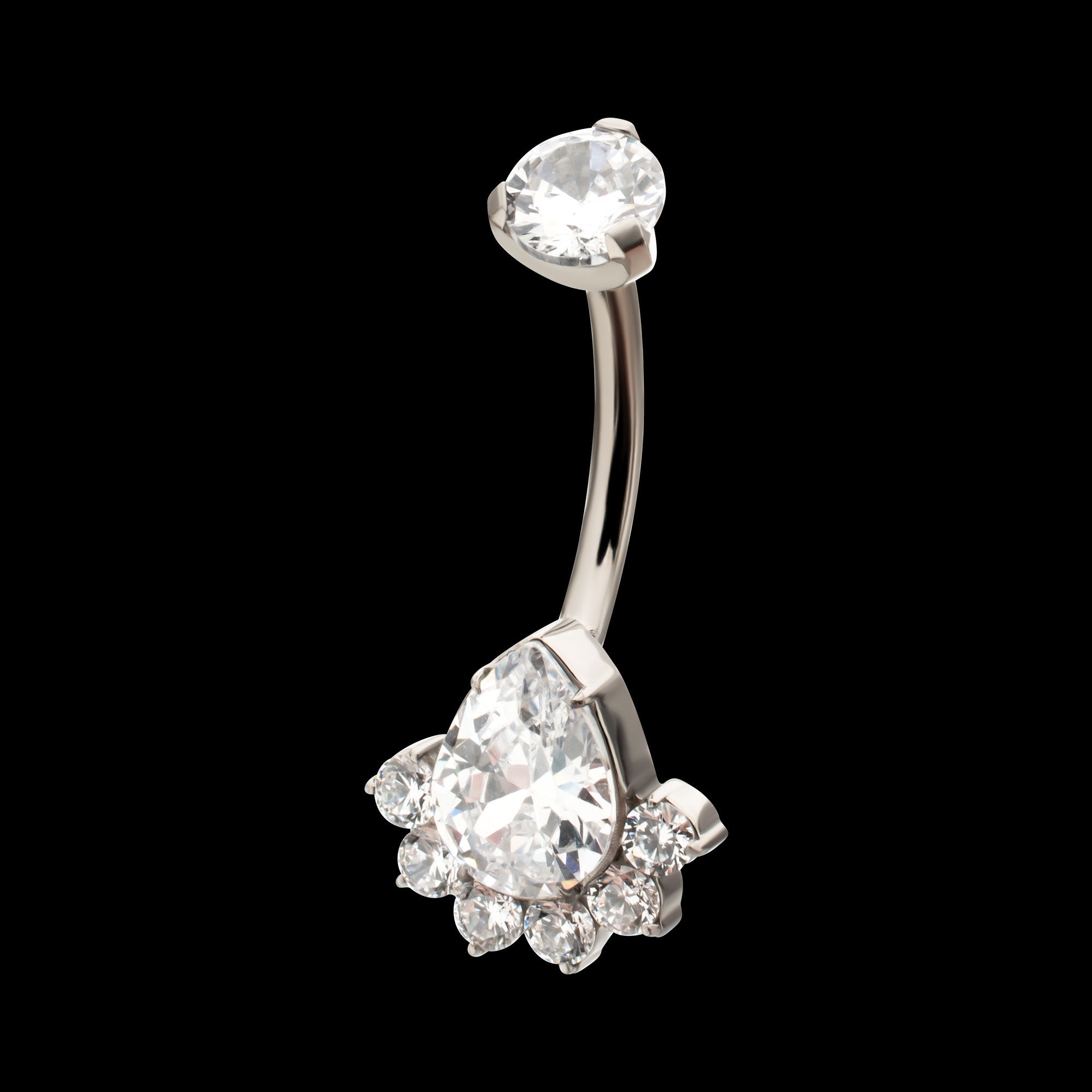 Royal Cluster Teardrop Gem Fixed Bottom Navel Jewelry / Belly Button Ring – Titanium