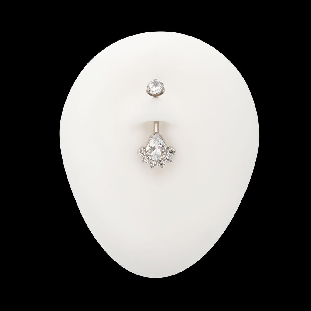 Royal Cluster Teardrop Gem Fixed Bottom Navel Jewelry / Belly Button Ring – Titanium