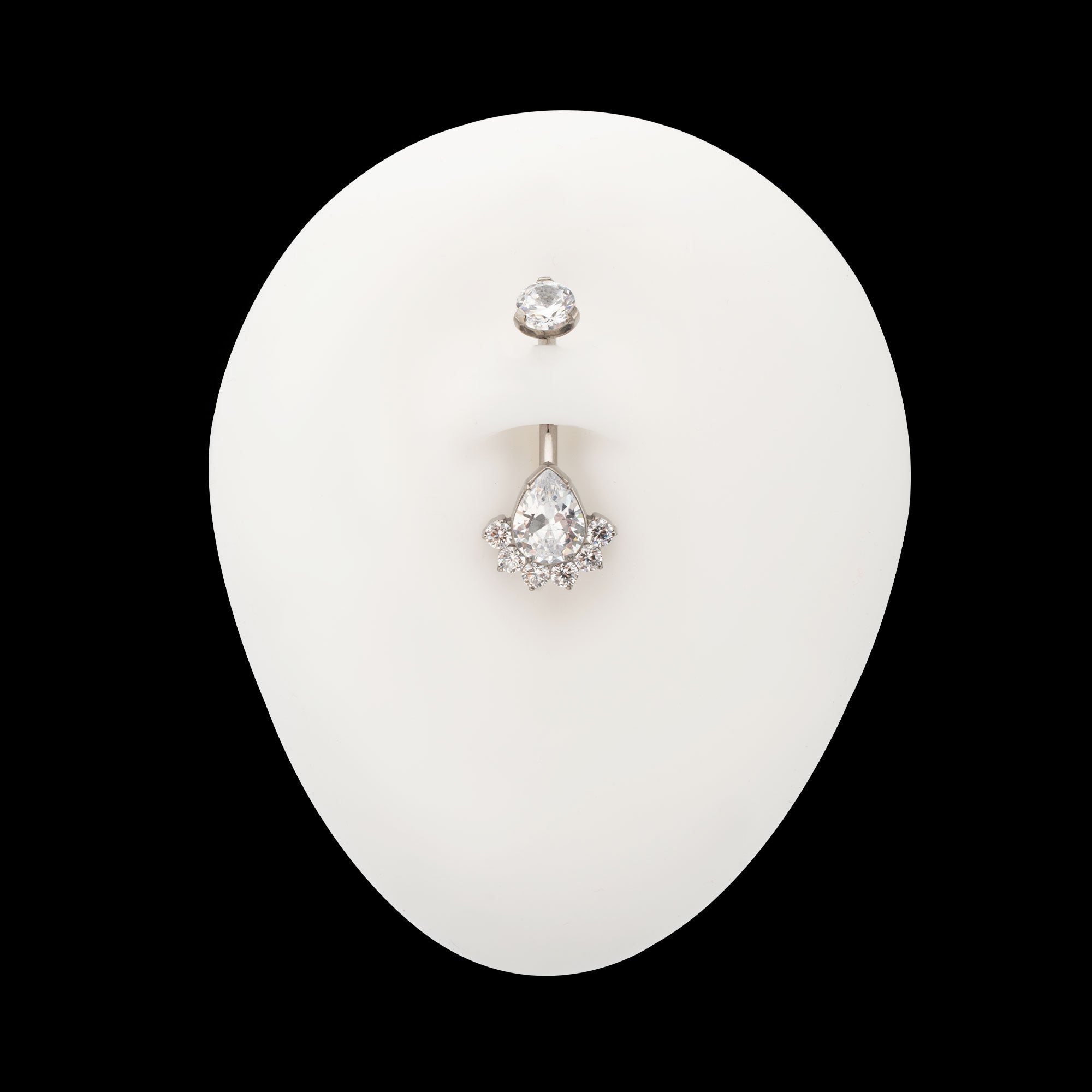 Royal Cluster Teardrop Gem Fixed Bottom Navel Jewelry / Belly Button Ring – Titanium