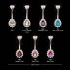 Teardrop Halo Clear Gem Edge Fixed Bottom Navel Jewelry / Belly Button Ring – Titanium
