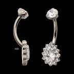 Teardrop Halo Clear Gem Edge Fixed Bottom Navel Jewelry / Belly Button Ring – Titanium