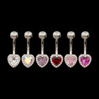 Radiant Heart Halo Clear Gem Edge Fixed Bottom Navel Jewelry / Belly Button Ring – Titanium