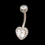 Radiant Heart Halo Clear Gem Edge Fixed Bottom Navel Jewelry / Belly Button Ring – Titanium