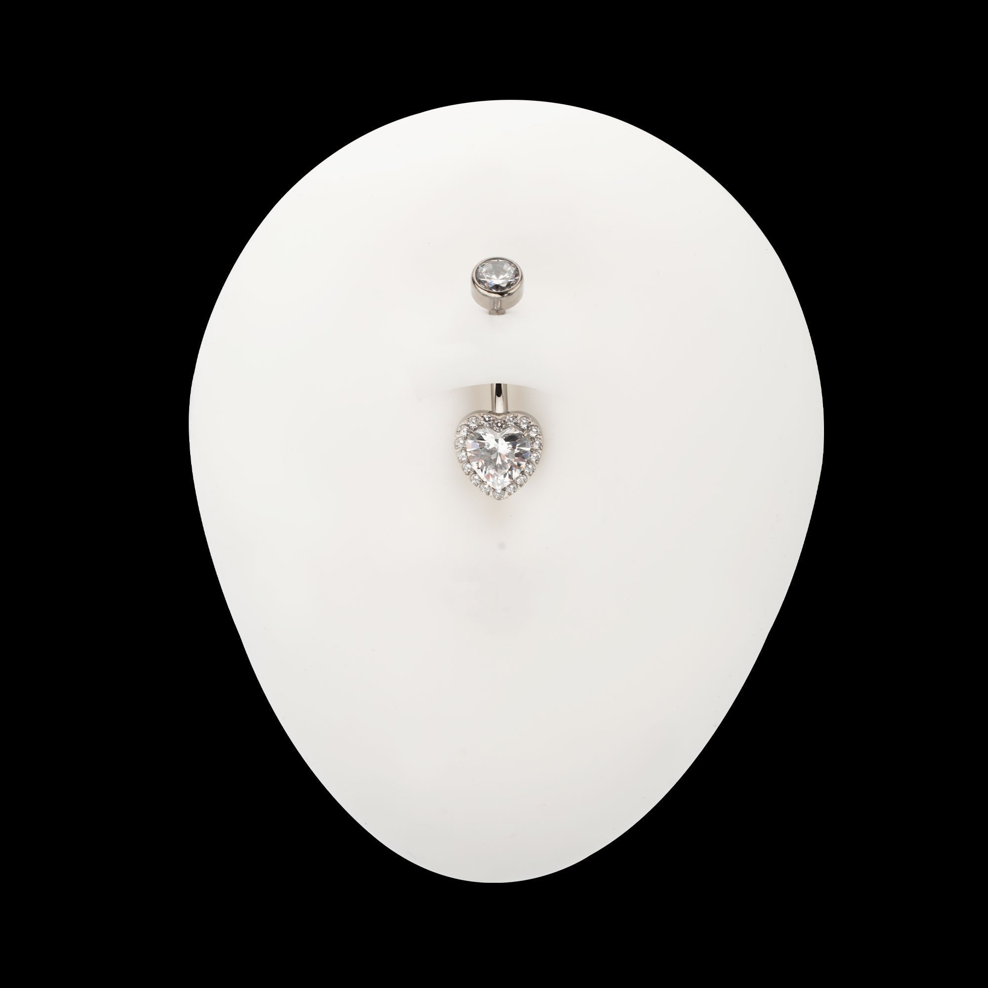 Radiant Heart Halo Clear Gem Edge Fixed Bottom Navel Jewelry / Belly Button Ring – Titanium