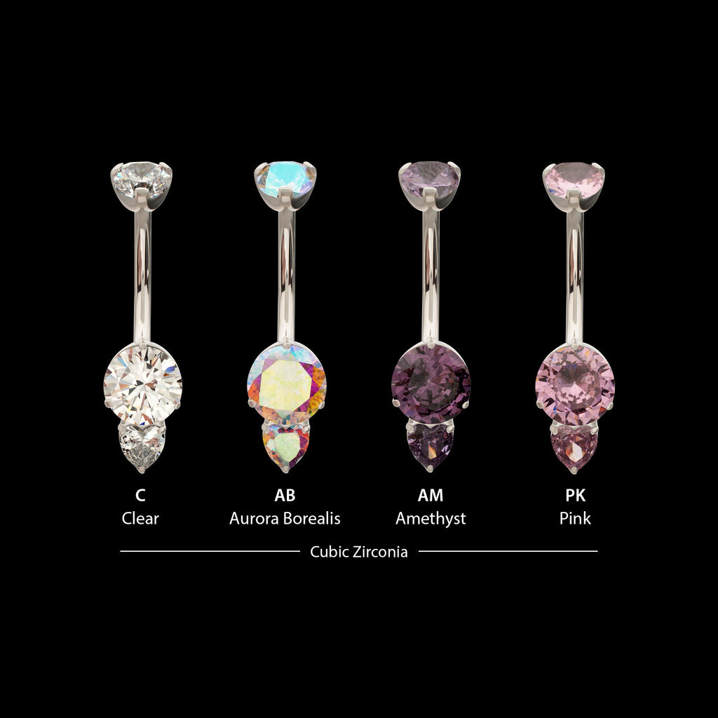 Luxe Drop Heart Gem Fixed Bottom Navel Jewelry / Belly Button Ring – Titanium