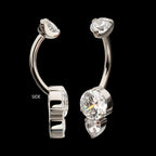 Luxe Drop Heart Gem Fixed Bottom Navel Jewelry / Belly Button Ring – Titanium