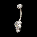 Luxe Drop Heart Gem Fixed Bottom Navel Jewelry / Belly Button Ring – Titanium