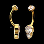Luxe Drop Heart Gem Fixed Bottom Navel Jewelry / Belly Button Ring – 24Kt Gold PVD Titanium
