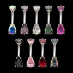 Double Prong-Set Teardrop Gem Fixed Bottom Navel Jewelry / Belly Button Ring – Titanium