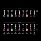 Double Teardrop 4-Prong Gem Fixed Bottom Navel Jewelry / Belly Button Ring – Titanium
