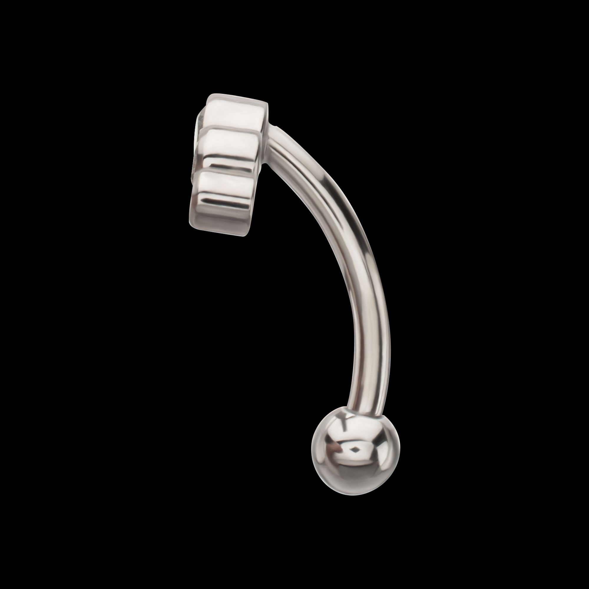 5-Cluster Bezel-Set Gem Fixed Top Internally Threaded Curved Barbell – Titanium