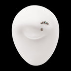 5-Cluster Bezel-Set Gem Fixed Top Internally Threaded Curved Barbell – Titanium