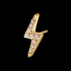 Pave Gem Lightning Bolt Threadless Top Earring / Nosering – 24kt Gold PVD Titanium