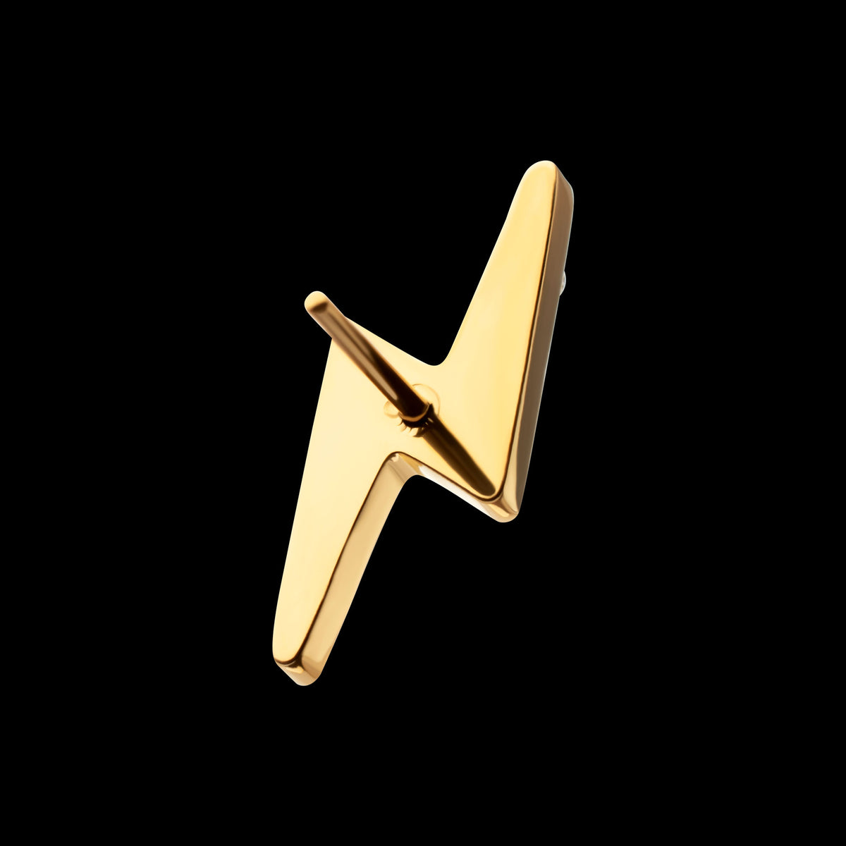 Pave Gem Lightning Bolt Threadless Top Earring / Nosering – 24kt Gold PVD Titanium