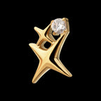 Double Celestial Star Prong-Set Gem Threadless Earring / Nosering – 24Kt Gold PVD Titanium